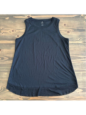 Apana Black Tank Top M Mesh Overlay Athletic Yoga Activewear Top
